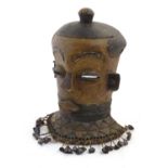 Ethnographic / Native / Tribal: A large carved Congo mask with polychrome detail. Approx. 16" high