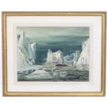 Late 19th / Early 20th century, Watercolour, An Arctic sea scene with ships in glacial waters with