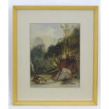 James Baker Pyne (1800-1870), Watercolour, A rural scene with figures. Signed lower. Approx. 11" x 8