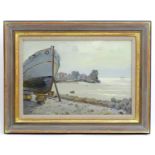 Piotr Soulimenko (1914-1996), Russian School, Oil on card, Boat Building, The Don. A coastal scene