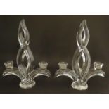 A pair of crystal / glass candlestick by Art Vannes France 11" high Please Note - we do not make