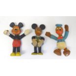 Toys: Three 20thC Disney ' Bendy ' figurines, characters comprising Mickey Mouse, Minnie Mouse and