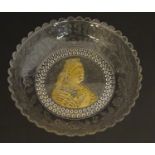 A Victorian commemorative souvenir glass dish titled '1897 Diamond Jubilee' with image of Queen
