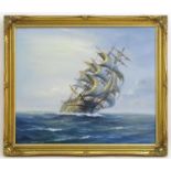 Alan Fulton, 20th century, Oil on canvas, A clipper ship in full sail. Signed lower right. Approx.