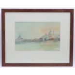 Indistinctly signed, 20th century, Watercolour, A view of Venice at sunrise. Signed lower right.