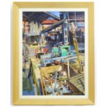 Edman O'Aivazian, Iranian-Armenian School, Oil on canvas, Boat Yard II. Signed and dated 2001
