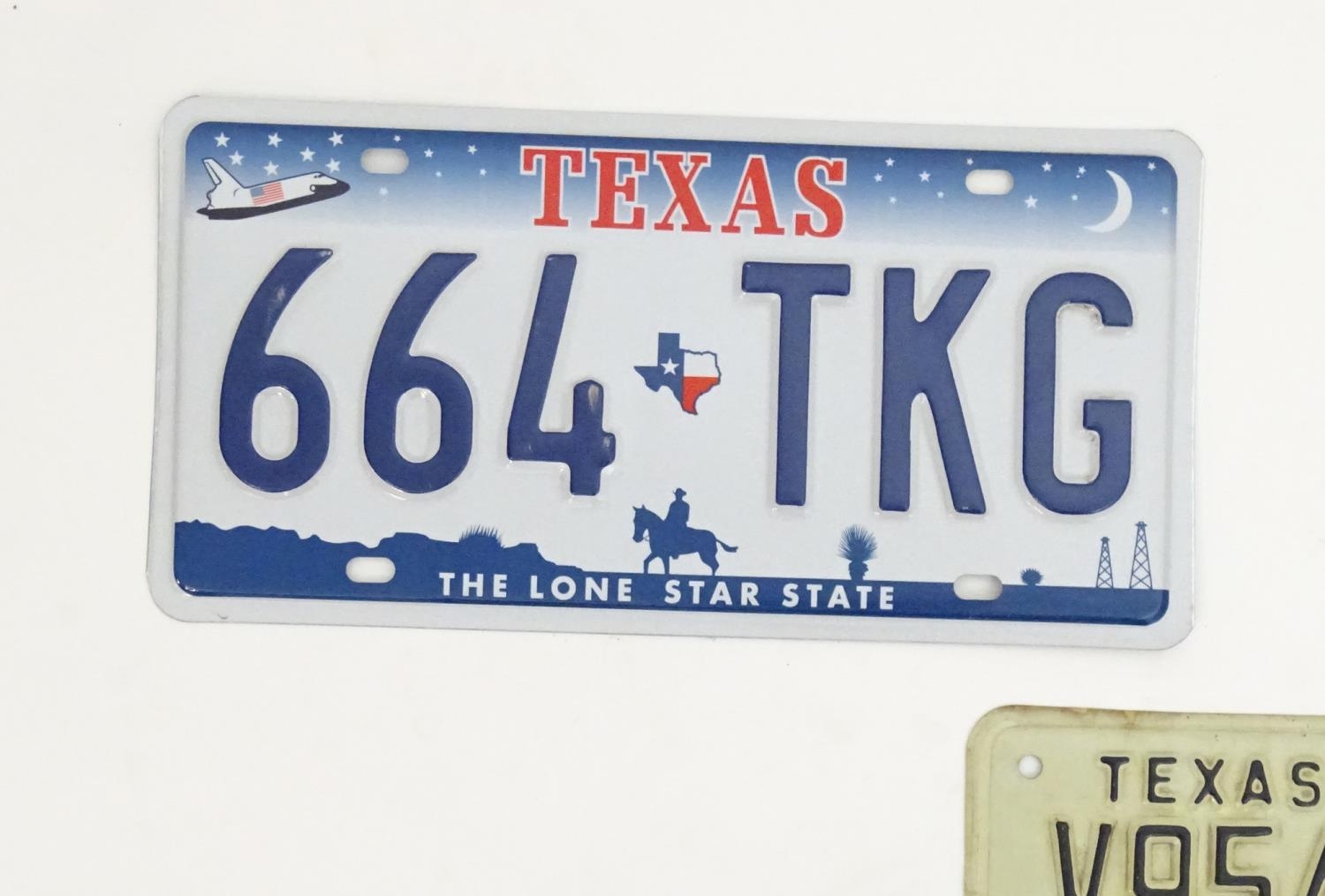 A quantity of late 20thC / 21stC examples of American state license / number plates, Texas, three - Image 5 of 7