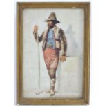 Late 19th / Early 20th century, Continental School, Watercolour, A resting shepherd, possibly