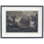 Henry Macbeth Raeburn (1860-1947), Black and white etching, A landscape scene with a castle on a