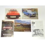 A collection of mid to late 20thC promotional advertising car brochures for British Leyland-