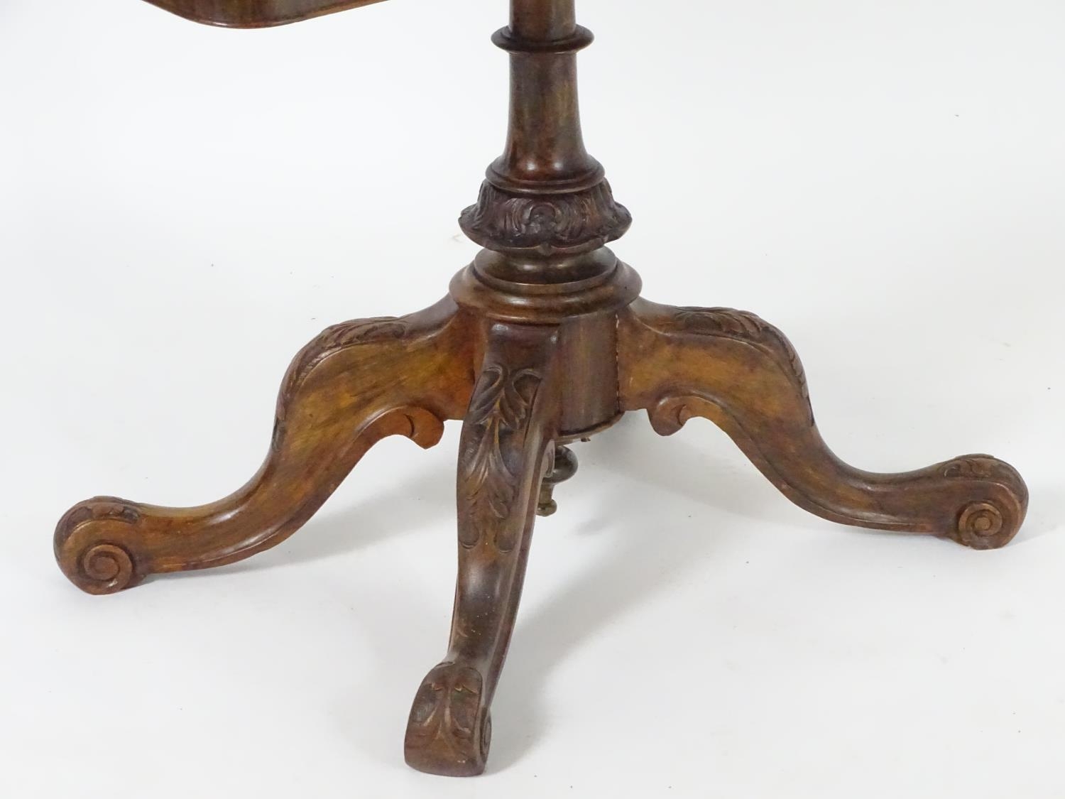 A late 19thC walnut card table with a rectangular top above Greek key decoration and a turned - Image 4 of 6