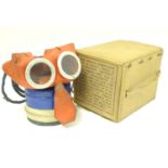 Militaria: a boxed cWWII / World War 2 / Second World War child's gas mask respirator, the rubber