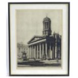 Tom Maxwell (1874-1937), Black and white etching, Stock Exchange Square, Glasgow. Facsimile