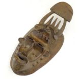 Ethnographic / Native / Tribal: A carved African mask. Approx. 13 1/2" long Please Note - we do