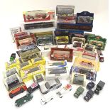 Toys: A quantity of assorted die cast scale model toy cars, trains, trucks and lorries, to include