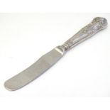 A butter knife / spreader with silver kings pattern handle Hallmarked Birmingham 1992 maker B &