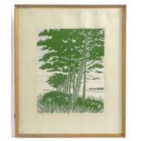 Miles Daniel, 20th century, Woodcut, Norfolk Windbreak. Signed lower right. Approx. 15" x 12" Please