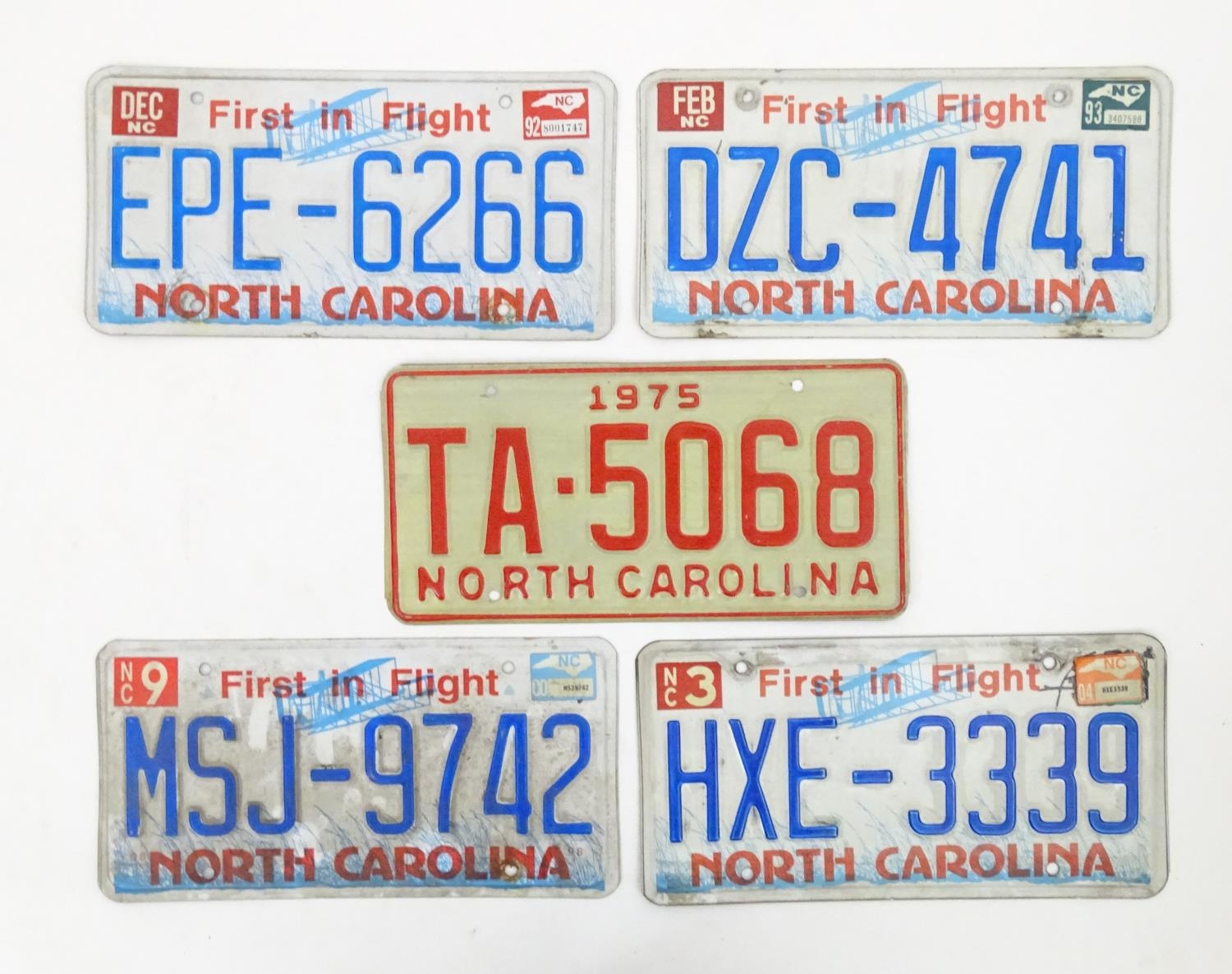 A quantity of late 20thC / 21stC examples of American state license / number plates, North Carolina,