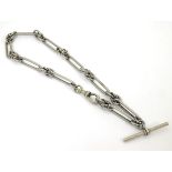 A late 19thC / early 20thC silver plate watch chain with approx 13'' long Please Note - we do not