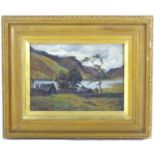 Alfred de Breanski (1852-1928), Oil on board, A Scottish Highland loch landscape. Signed lower left.