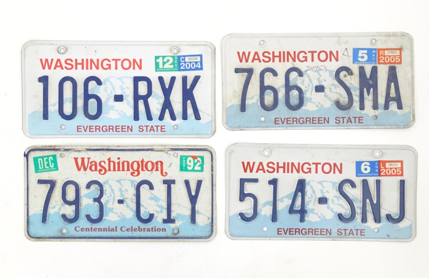 A quantity of late 20thC / 21stC examples of American state license / number plates, Washington,