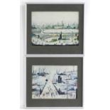 After Laurence Stephen Lowry (1887-1976), Two colour prints, The Canal Bridge, and The Pond.