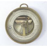 An early 20thC South American brass cased marine aneroid barometer by Schwalb Hermanos, Valparaiso &