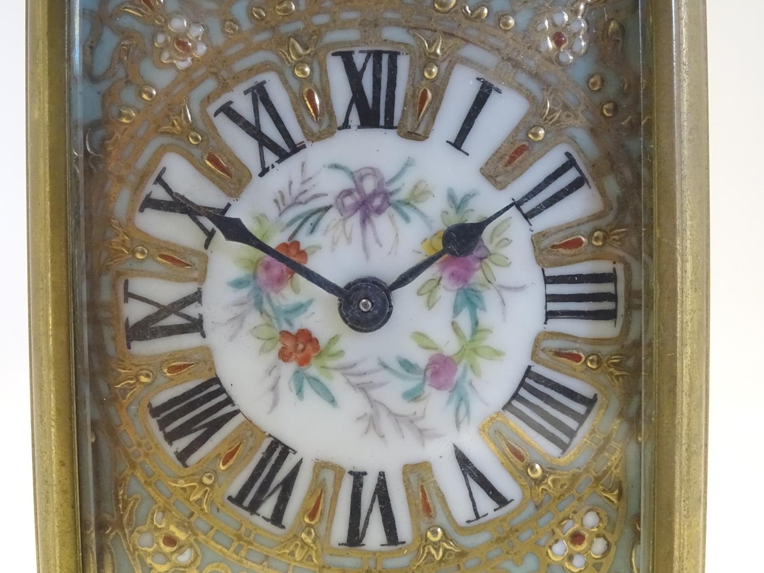 A French Carriage clock with hand painted porcelain panels. Approx 6" high Please Note - we do not - Image 6 of 15