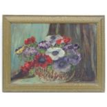 J. E. Summers, Early 20th century, English School, Oil on board, A still life with anemone