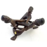 Ethnographic / Native / Tribal: A carved Mozambique table base with figural detail. The whole