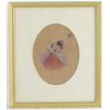 J. W. Moore, 19th century, English School, Watercolour and pencil, A portrait of a girl in bonnet.