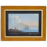 Neapolitan School, 19th century, Fishermen watching the eruption of Mount Vesuvius over the Bay of