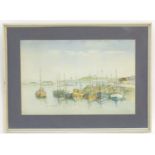 H J Dowling, 20th century, Irish School, Watercolour, Fishing boats in a harbour, Donegal. Signed
