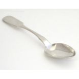 A Russian silver fiddle pattern dessert spoon 7" long Please Note - we do not make reference to
