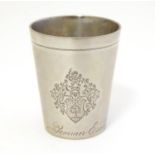 A Continental German .800 silver spirit cup, engraved 'v Pommer Esche' and bearing the von Pommer