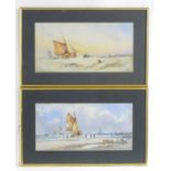 J. Hill, 20th century, Marine School, Watercolours, A pair, Bringing in the Catch and Fishermen at