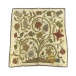 A 18thC / 19thC Continental silk embroidery / needlework / textile panel with floral and foliate