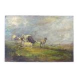 Manner of Thomas Sidney Cooper (1803-1902), Oil in panel, Sheep grazing and resting in a
