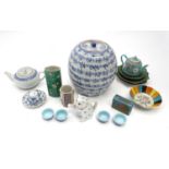 A quantity of assorted oriental ceramics, to include oriental tea bowls, teapot, etc. Please
