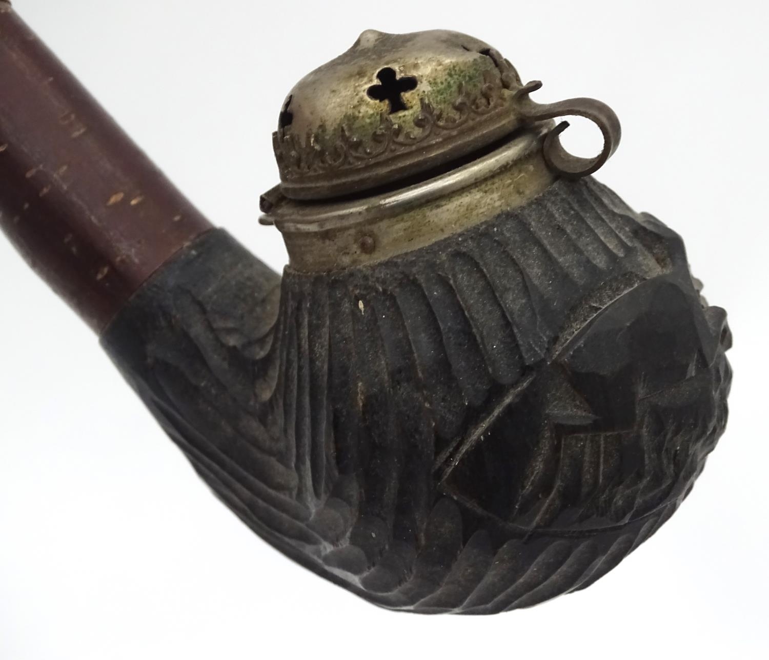 A Briar smoking pipe, the bowl formed as a buffalo stamped RAOB (Royal Antediluvian Order of - Image 5 of 6