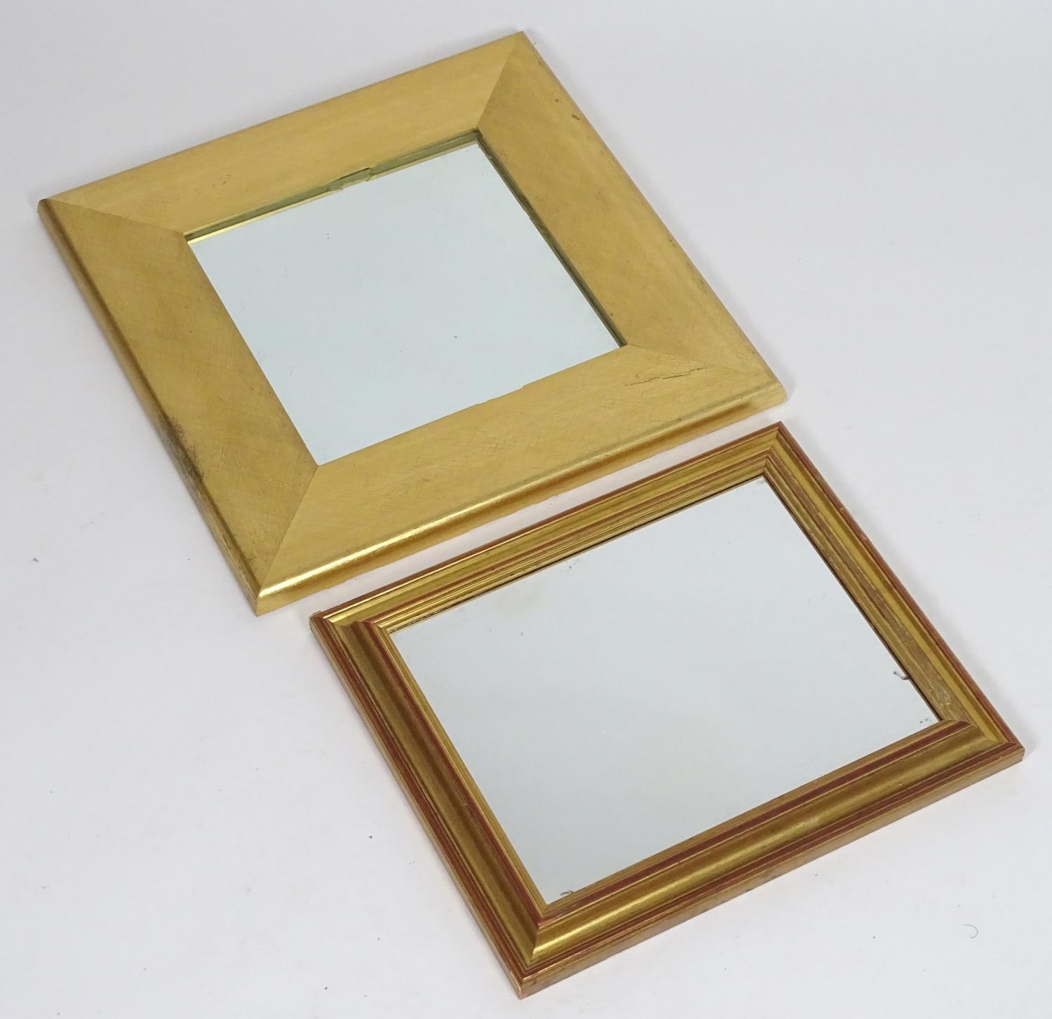 Two gilt framed mirrors, frames sizes 17" x 14" and 19" x 19" (2) Please Note - we do not make - Image 3 of 5