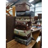 Eight vintage trunks / suitcases with old tourist labels (8) Please Note - we do not make