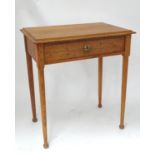 An oak occasional / hall table with a single drawer Please Note - we do not make reference to the