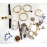 A quantity of assorted costume jewellery together with a caddy spoon, pepper pot, teething ring,