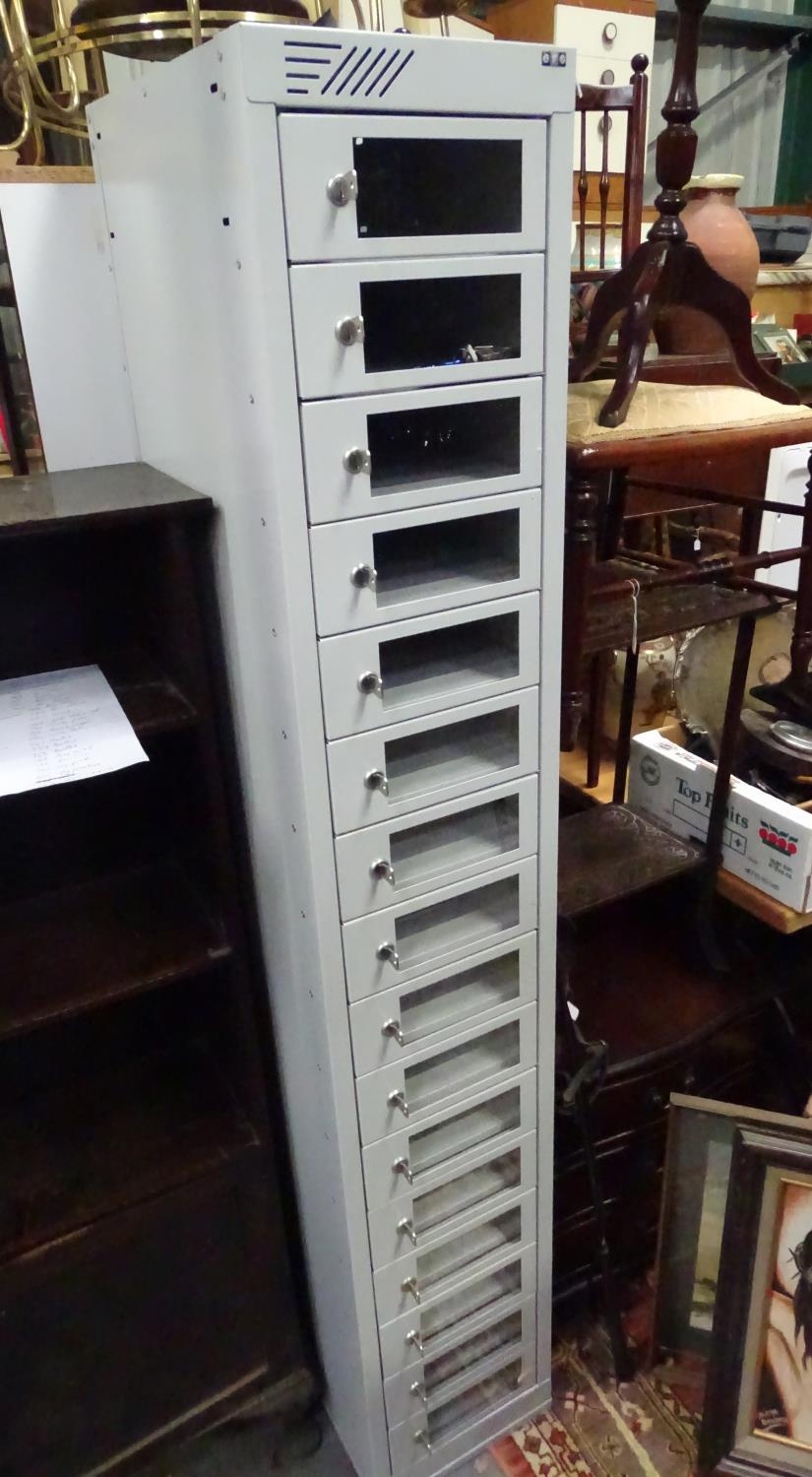 A late 20th / early 21stC metal cabinet by EFG containing 16 separate locking sections Please Note - - Image 3 of 6