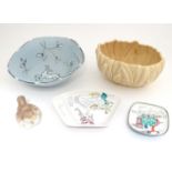 Five ceramic items to include a Sylvac dish, Steinbock dish, 2 Continental studio pottery items