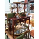 Assorted furniture comprising a modern hall / console table, two wine tables and a gilt framed