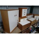 Seven items of mid 20thC Uniflex range 29 series 2 furniture, to include small wardrobe, bedside