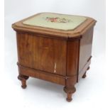 A mahogany and tapestry upholstered commode Please Note - we do not make reference to the