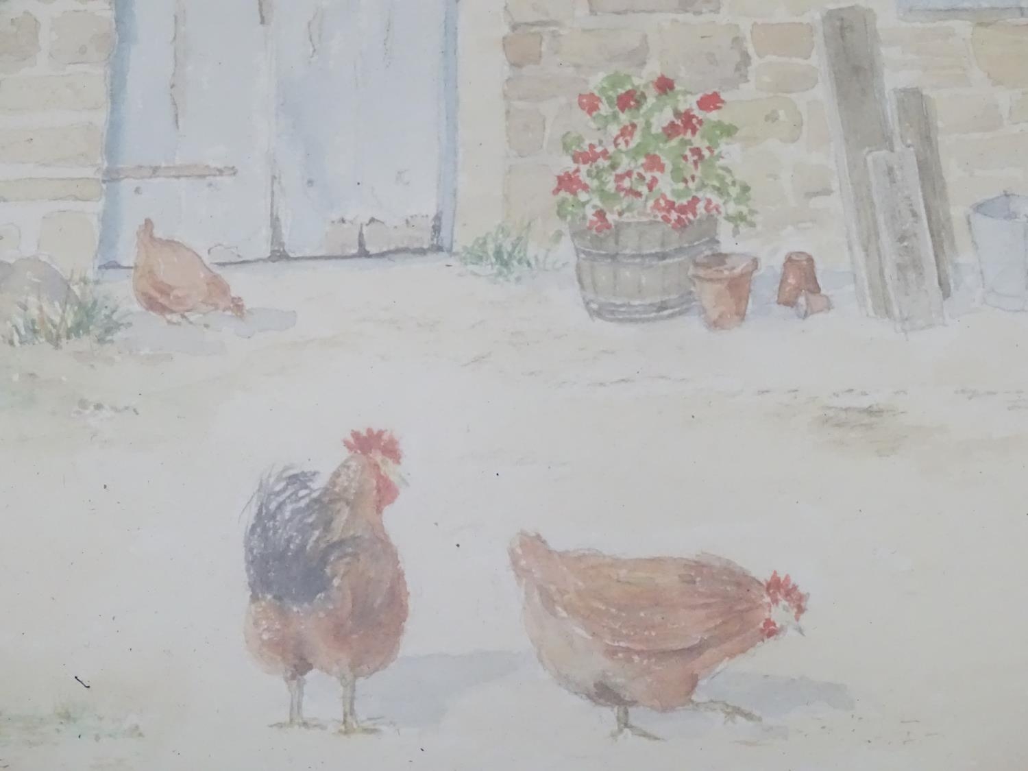 A watercolour depicting chickens in a barnyard, signed P. Tunnicliffe Please Note - we do not make - Image 4 of 6